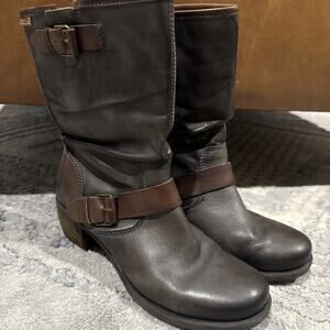 Pikolinos LeMans II Leather Boots Platform Wedge US 7.5-8 EU 38 Gray/Brown